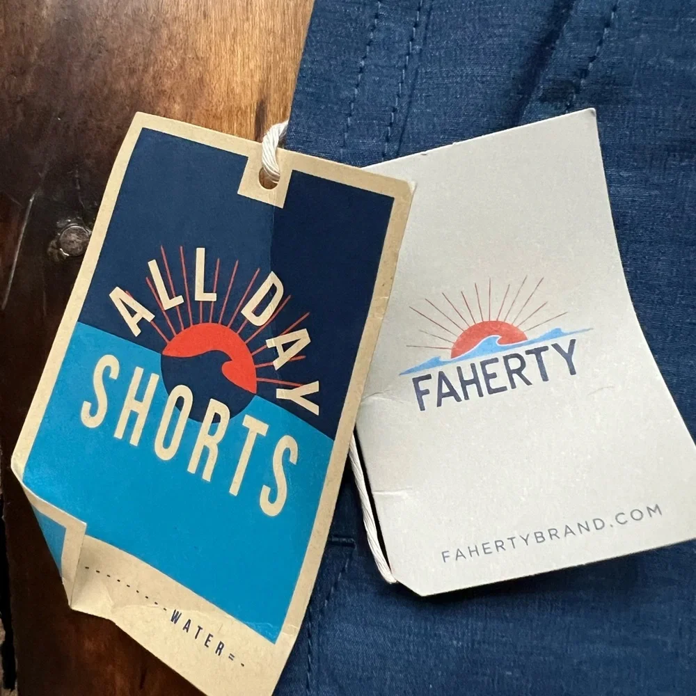 Faherty Brand NWT Men's 'All Day Shorts' Size 28 Performance Stretch New Blue